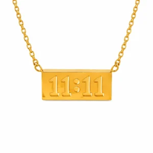 Gold-plated 11:11 angel number pendant necklace on chain