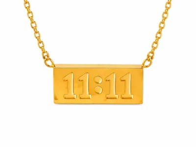 Gold-plated 11:11 angel number pendant necklace on chain