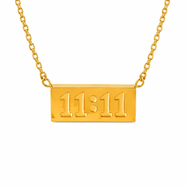 Gold-plated 11:11 angel number pendant necklace on chain