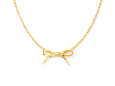 Minimal Gold Plated Bow Necklace For Women