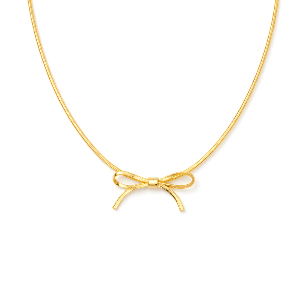 minimal-golden-bow-necklace-anti-tarnish