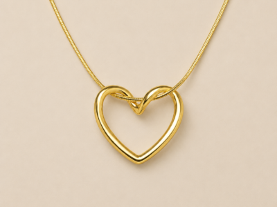 Gold open heart pendant necklace for women by NAMIKA crafted from premium stainless steel with anti tarnish, waterproof and hypoallergenic finish for everyday wear.