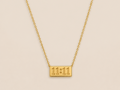 NAMIKA 1111 angel number necklace for women crafted from premium stainless steel with anti tarnish, waterproof and hypoallergenic gold finish, minimalist manifestation jewellery for everyday wear.