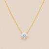 NAMIKA classic solitaire pendant necklace for women featuring a brilliant round crystal on a gold stainless steel chain, anti tarnish, waterproof, hypoallergenic minimalist everyday jewellery.