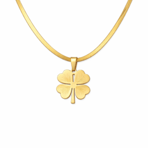 Golden clover plain pendant necklace in gold finish made from stainless steel, anti-tarnish and waterproof lucky charm necklace for women