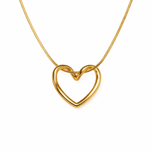 Gold Hollow heart pendant necklace