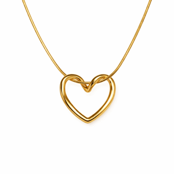 Gold Hollow heart pendant necklace