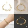 Gold CZ stationed snake chain bracelet for women made from stainless steel with anti-tarnish, waterproof and hypoallergenic finish