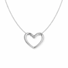 Silver hollow heart pendant necklace on Round snake chain