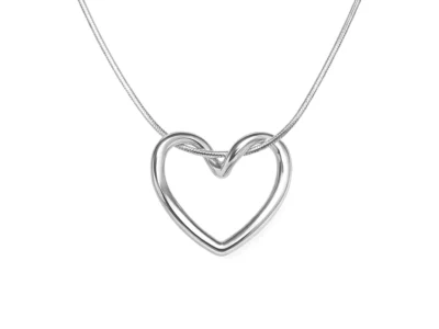 Silver Plated Hollow Heart Necklace For Women