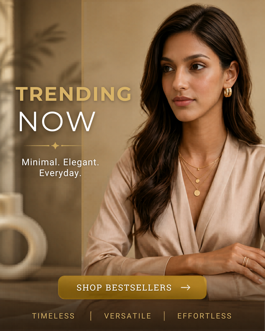 Trending minimal gold jewellery set for women elegant everyday wear lightweight anti tarnish jewellery India